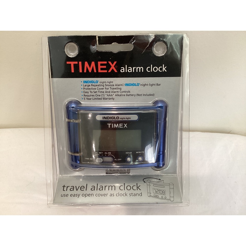 Vintage Timex Indiglo Travel Alarm Clock Blue Digital Model 3405T New NIP